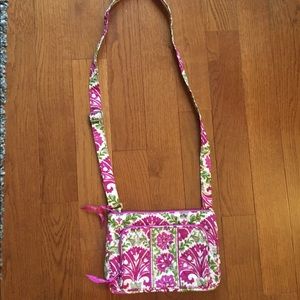 pink and green crossbody purse